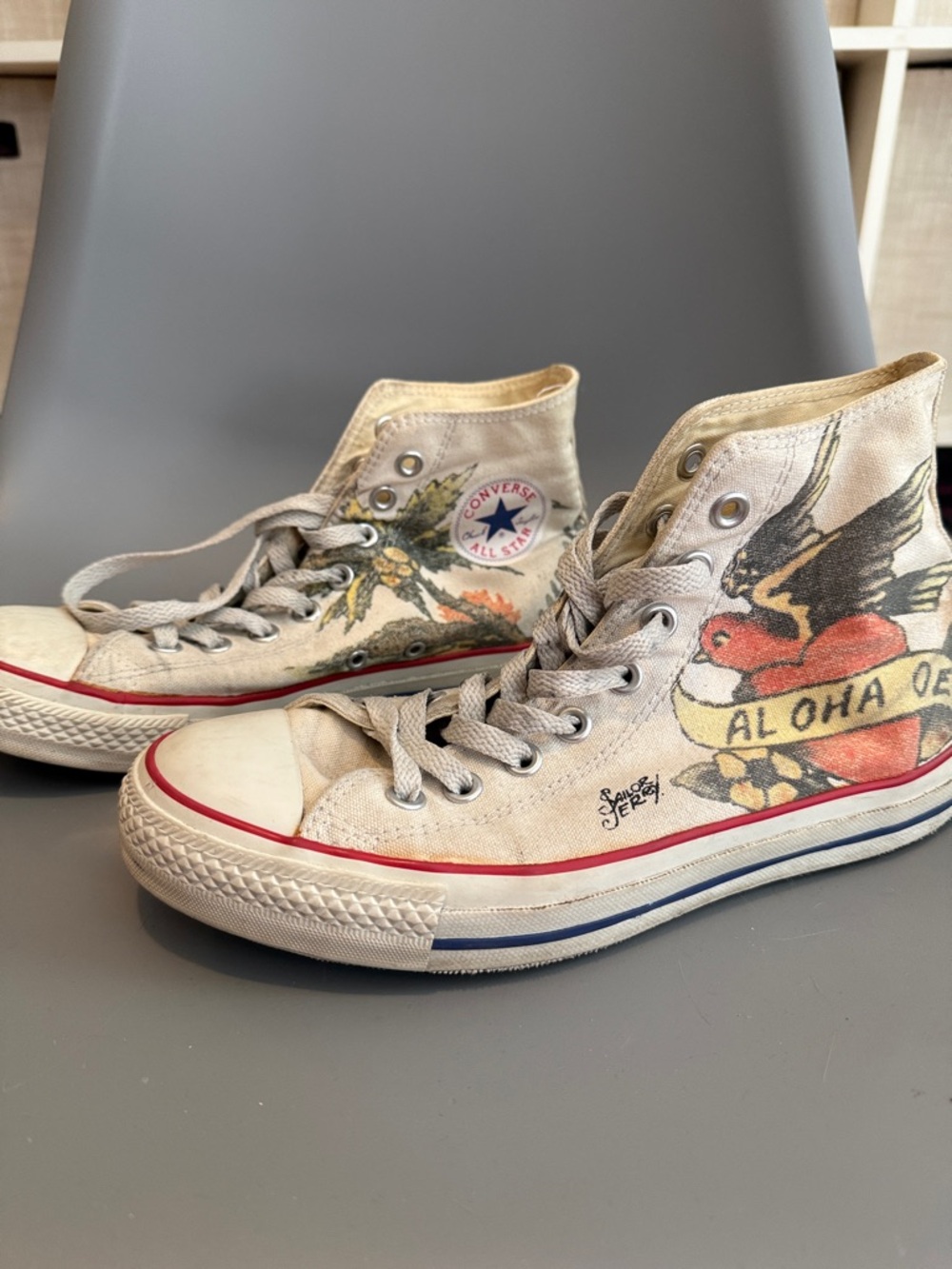 2008 Limited Edition Sailor Jerry Converse High Top Sneakers